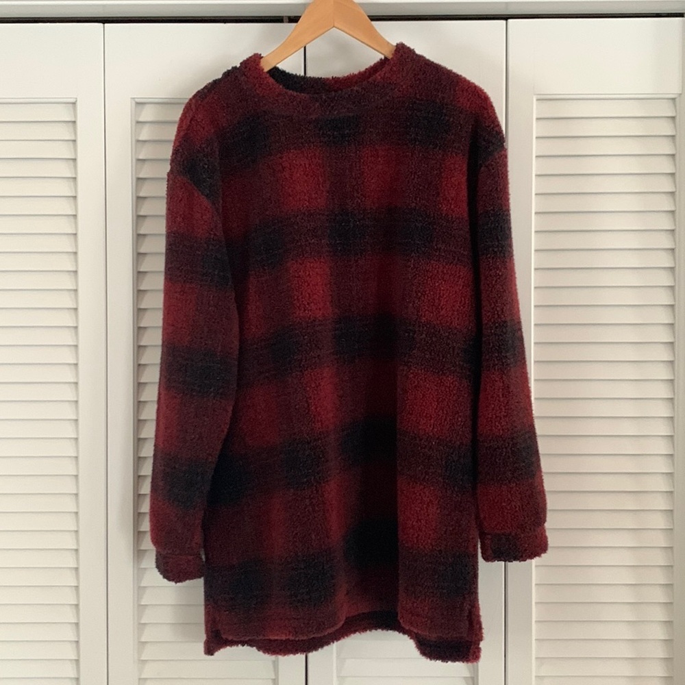 Woolrich Vtg 90s Men’s Distressed Deep Pile Fleece Crewneck Sweater USA Size L